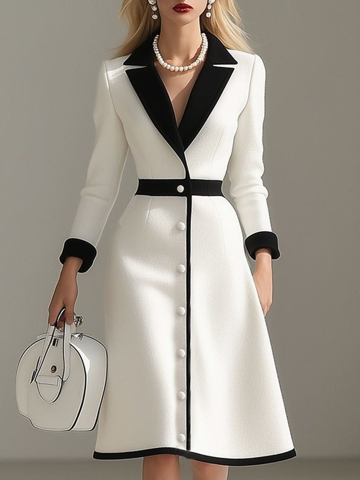 Black and white contrasting seven quarter sleeve dress