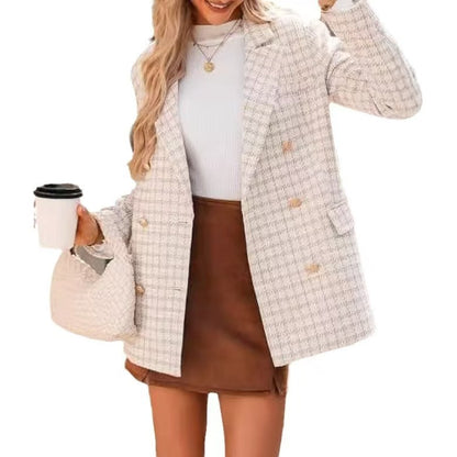Chic Tweed Blazer for Women Fall Fashion Casual Jacket with Pockets