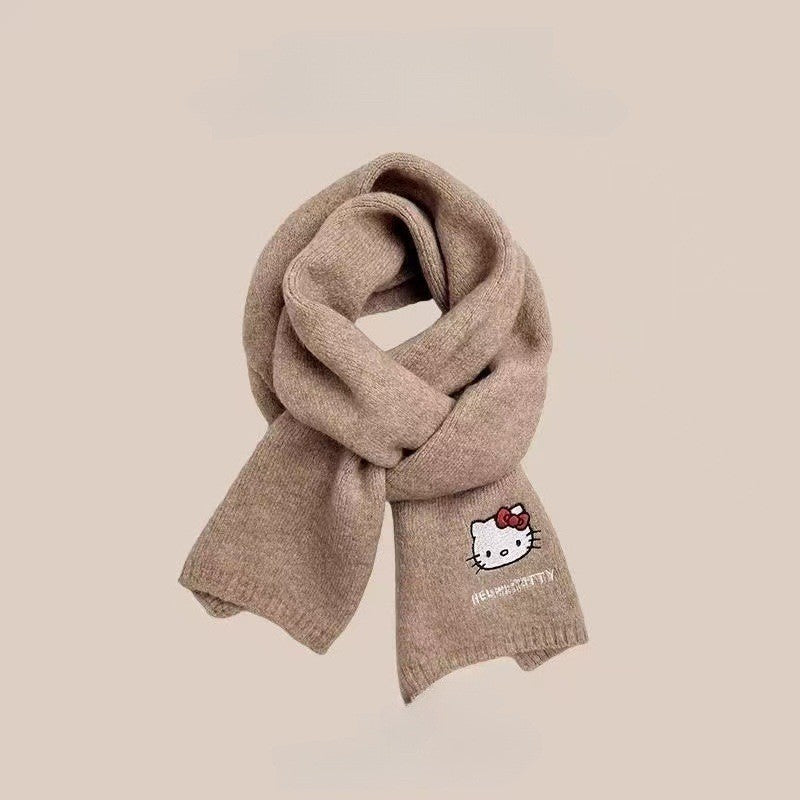 Autumn and winter neck scarf shawl, warm solid color knitted thick scarf