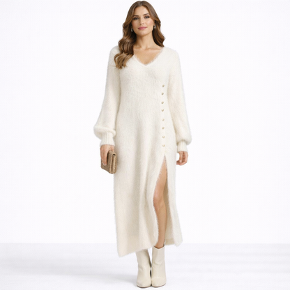 Vestido Punto Largo con Abertura Lateral