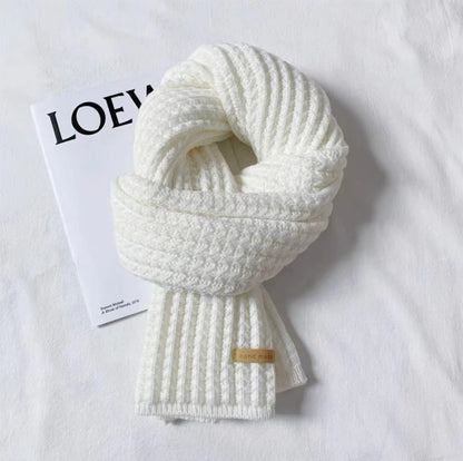 Autumn and winter neck scarf shawl, warm solid color knitted thick scarf