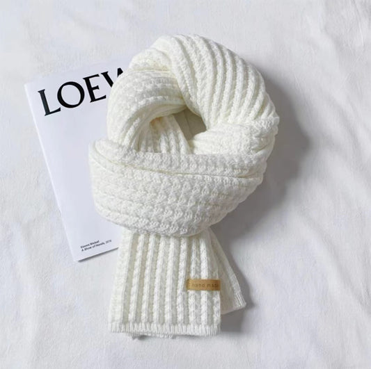 Autumn and winter neck scarf shawl, warm solid color knitted thick scarf