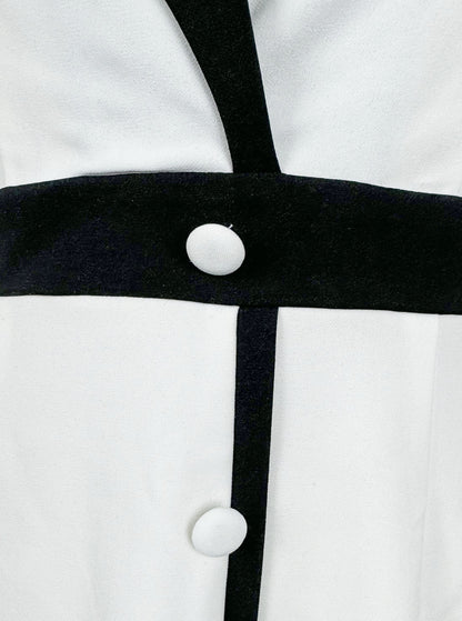 Black and white contrasting seven quarter sleeve dress