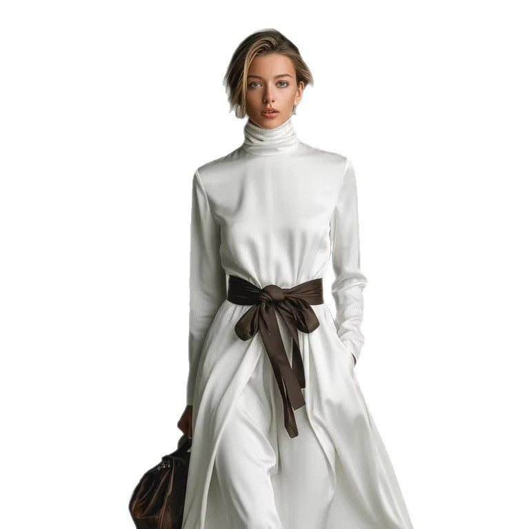 Vestido Largo Ceinture Contrast