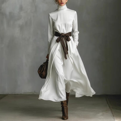 Vestido Largo Ceinture Contrast