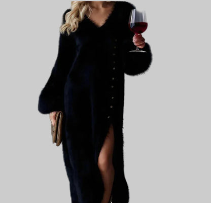 Vestido Punto Largo con Abertura Lateral