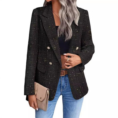 Chic Tweed Blazer for Women Fall Fashion Casual Jacket with Pockets