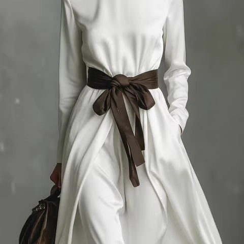 Vestido Largo Ceinture Contrast