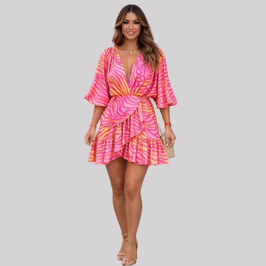 Aura Vestido envolvente Sunset Zebra