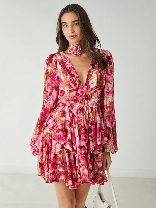 Vestido Mini Fleur Rosé Amour