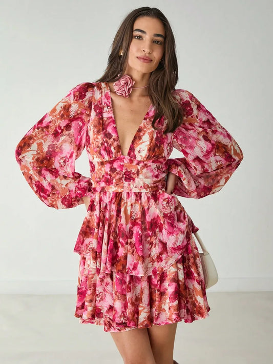 Vestido Mini Fleur Rosé Amour