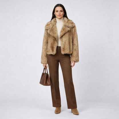 Casual Faux Fur Effect Short Coat for Women