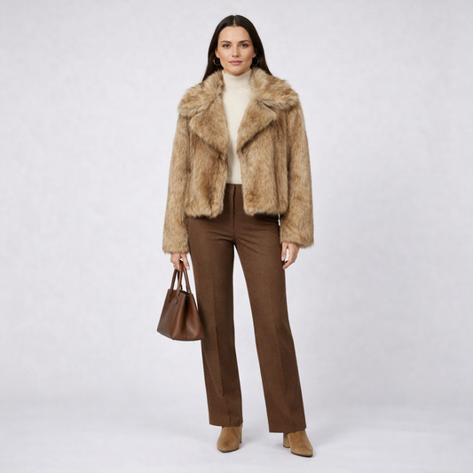 Casual Faux Fur Effect Short Coat for Women