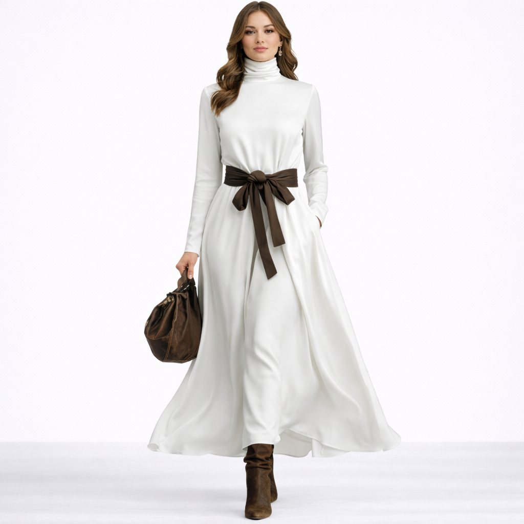 Vestido Largo Ceinture Contrast